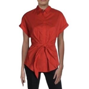 Lauren Ralph Lauren Veanna Tie Front Solid Blouse. Rolled cap sleeve. Sz Medium.